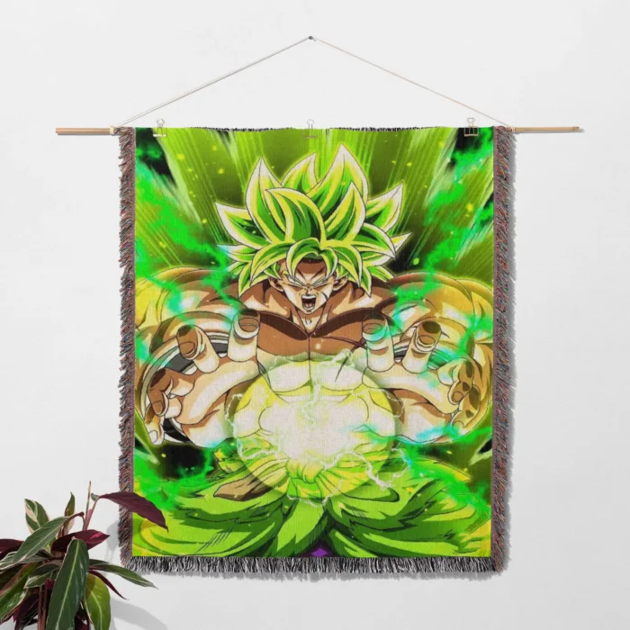 DB Broly Woven Tapestry Throw Blanket – Epic Wall Rug, Room & Home Decor, Action Fans Gift - Image 2