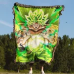 DB Broly Woven Tapestry Throw Blanket – Epic Wall Rug, Room & Home Decor, Action Fans Gift - Image 4