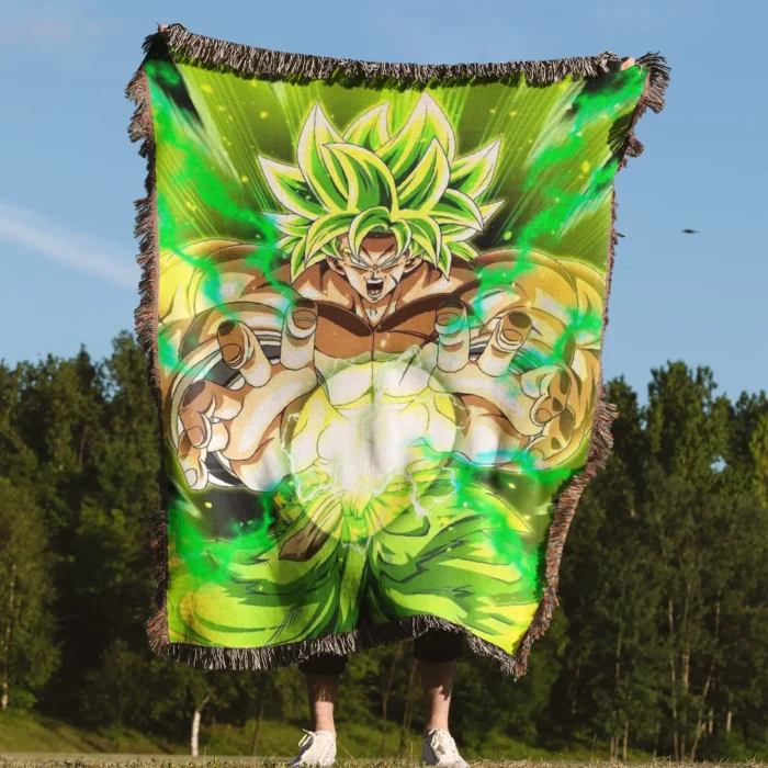 DB Broly Woven Tapestry Throw Blanket – Epic Wall Rug, Room & Home Decor, Action Fans Gift - Image 4