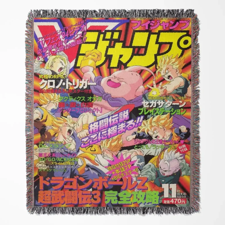 Dragon Ball Manga Cover woven tapestry throw blanket, retro wall art, a collectible gift for fans of the legendary Dragon Ball series.