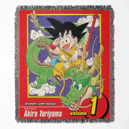 Dragon Ball Volume 1 Cover woven tapestry throw blanket, vintage-inspired wall rug, a collectible gift for fans of the classic Dragon Ball series.