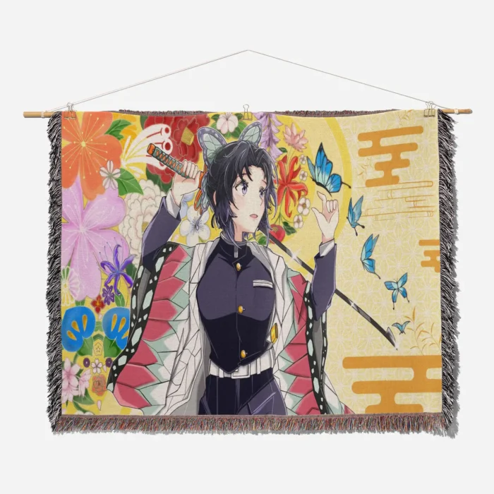 Demon Shinobu Woven Tapestry Throw Blanket – Elegant Wall Art, Room & Home Decor, Perfect Gift - Image 2