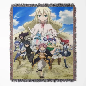 Fairy Tail woven tapestry throw blanket, cozy throw and stylish accent piece for your room, perfect for fans of the Fairy Tail universe.