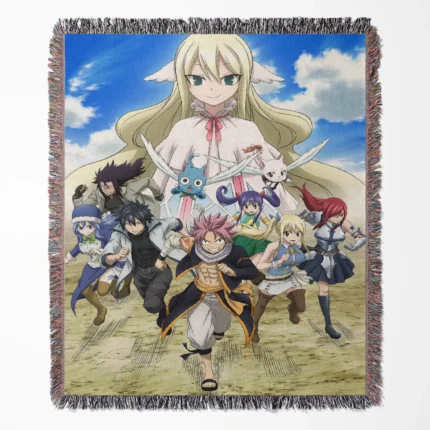 Fairy Tail woven tapestry throw blanket, cozy throw and stylish accent piece for your room, perfect for fans of the Fairy Tail universe.