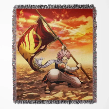 Fairy Tail woven tapestry throw blanket, stylish wall rug and room decor, perfect as a collectible gift for fans of Fairy Tail.
