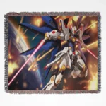 Gundam woven tapestry throw blanket, mecha-inspired wall art and collectible gift, perfect for fans of the Gundam franchise.