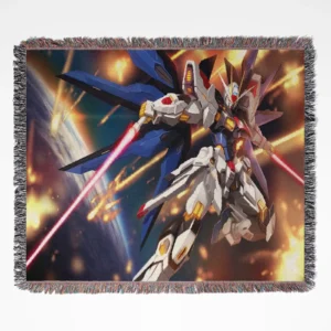 Gundam woven tapestry throw blanket, mecha-inspired wall art and collectible gift, perfect for fans of the Gundam franchise.