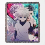 Hunter x Hunter Killua woven tapestry throw blanket, cool room decor and wall hanging, perfect for adding a Killua-inspired accent to your home.