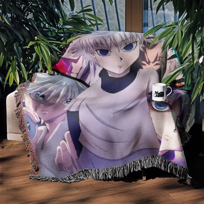 HxH Killua Woven Tapestry Throw Blanket – Cool Room Decor, Wall Hanging & Home Accent - Image 3