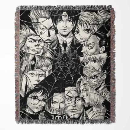Hunter x Hunter Phantom Troupe woven tapestry throw blanket, edgy wall rug and collectible gift, perfect for fans of the Phantom Troupe from Hunter x Hunter.