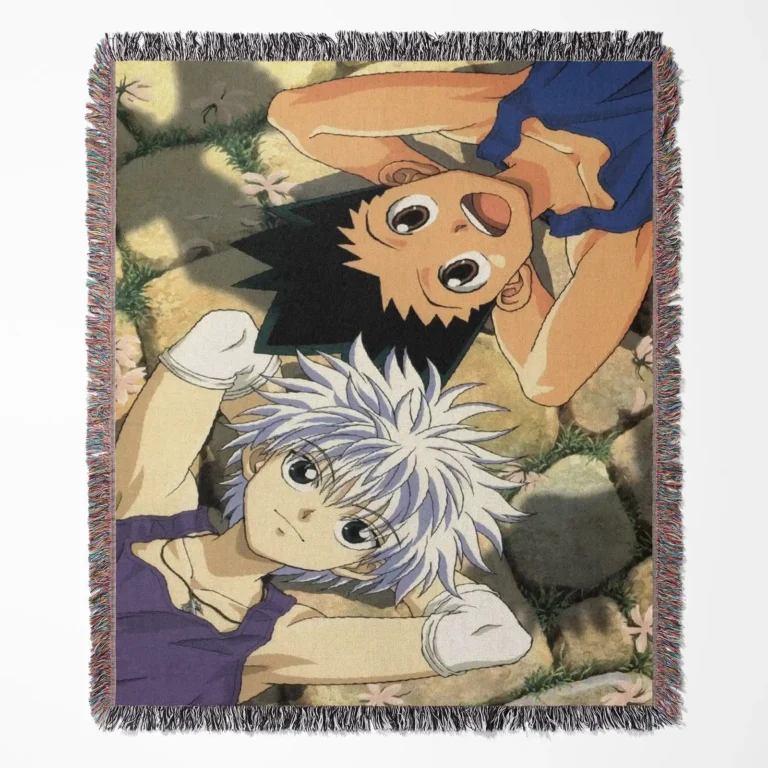 Hunter x Hunter woven tapestry throw blanket, an iconic throw and wall decor piece, ideal as a gift for any Hunter x Hunter fan.