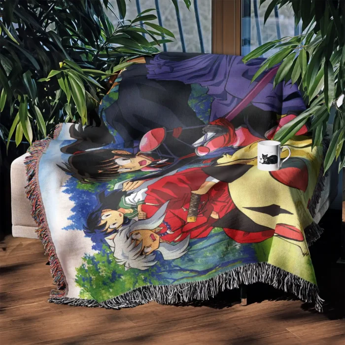 Inuyasha Woven Tapestry Throw Blanket – Classic Wall Art, Cozy Throw & Room Decor - Image 4