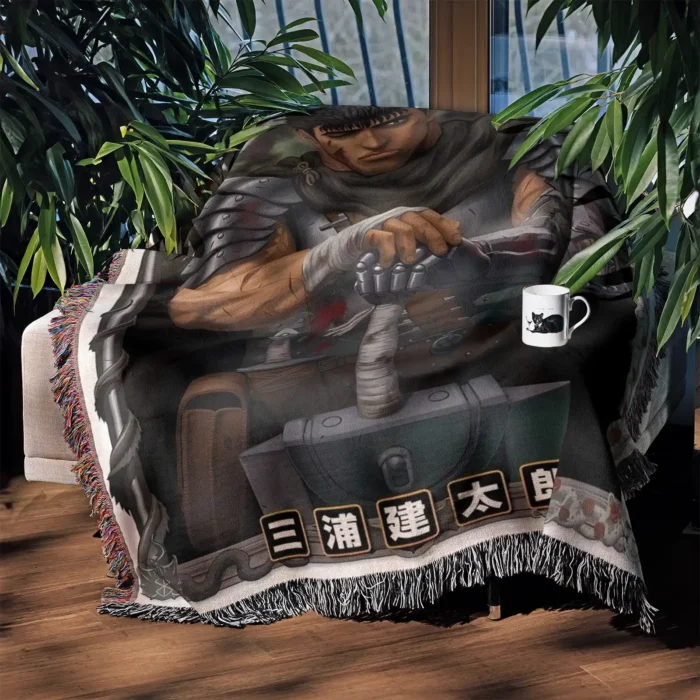 Berserk Manga Volume 1 Cover Woven Tapestry Throw Blanket – Iconic Wall Art, Room & Home Decor, Must-Have Collectible - Image 3