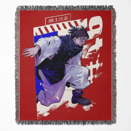 Jujutsu Kaisen Choso woven tapestry throw blanket, edgy wall hanging and room decor, the perfect gift for fans of the Jujutsu Kaisen universe.