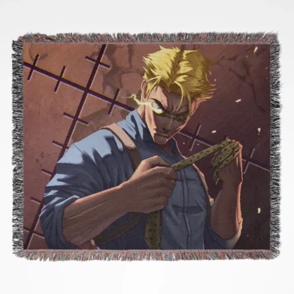 Jujutsu Kaisen Nanami woven tapestry throw blanket, cool minimalist wall art, perfect for room and home decor with a sophisticated touch from Jujutsu Kaisen.