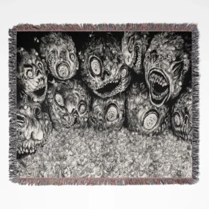 Berserk Eclipse woven tapestry throw blanket, stunning wall rug and home decor, the perfect gift for fans of dark fantasy, featuring the iconic Eclipse event from Berserk.