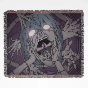 Jujutsu Kaisen Mahito woven tapestry throw blanket, a unique piece of home decor and cozy throw, featuring the menacing Mahito from Jujutsu Kaisen.
