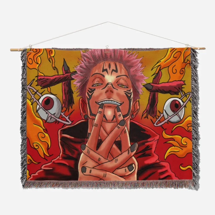 JJK Sukuna Woven Tapestry Throw Blanket – Bold Wall Hanging, Room & Home Decor, Collectible Gift - Image 2