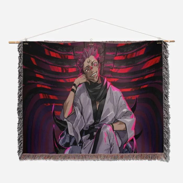 JJK Sukuna Woven Tapestry Throw Blanket – Collectible Wall Art, Room & Home Decor, Cozy Throw - Image 2