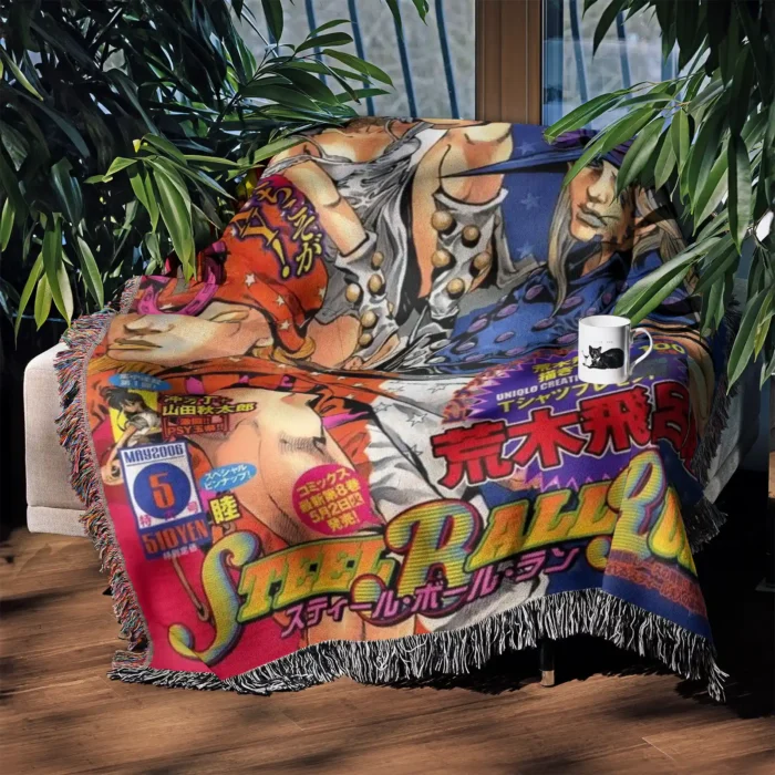 JoJo Johnny Joestar Adventure Woven Tapestry Throw Blanket – Iconic Wall Art, Room & Home Decor - Image 3