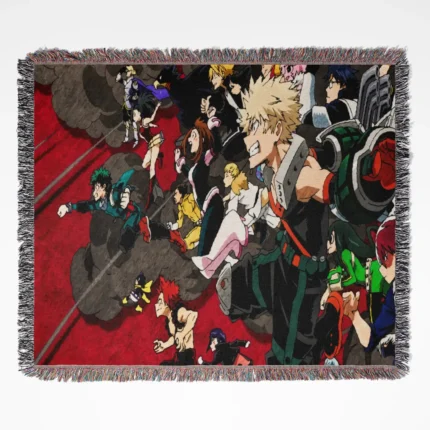 My Hero Academia woven tapestry throw blanket, popular anime-inspired wall art and cozy throw for your home decor, ideal for any My Hero Academia fan.