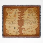 One Piece Red Line Map woven tapestry throw blanket, nautical-themed wall art, ideal for adding a unique anime-inspired accent to your room and home decor.