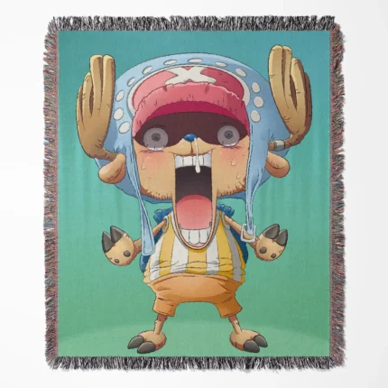 One Piece Tony Tony Chopper woven tapestry throw blanket, a cute and cozy throw for your room, adding a fun wall accent to your home decor.