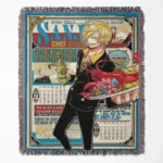 One Piece Sanji woven tapestry throw blanket, a stylish wall rug and collectible gift, perfect for adding a touch of One Piece to your room decor.