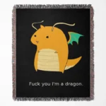 Dragonite woven tapestry throw blanket, cute and vibrant wall art, adding a playful accent to your room or home decor, perfect for fans.