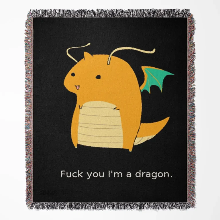 Dragonite woven tapestry throw blanket, cute and vibrant wall art, adding a playful accent to your room or home decor, perfect for fans.