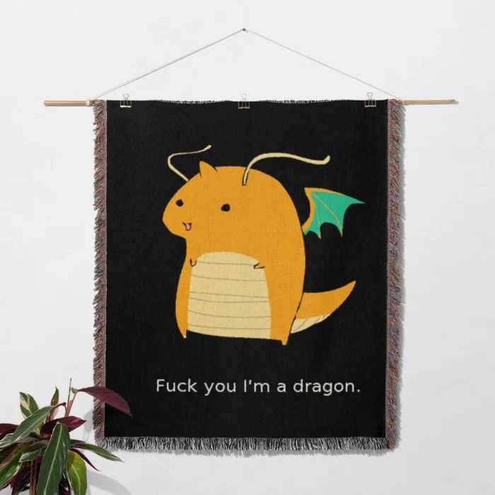 Dragonite Woven Tapestry Throw Blanket – Cute Wall Art, Room & Home Decor, Vibrant Home Accent - Image 2