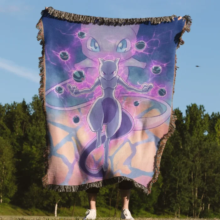 Mewtwo Woven Tapestry Throw Blanket – Legendary Wall Rug, Room & Home Decor, Cozy Throw - Image 4