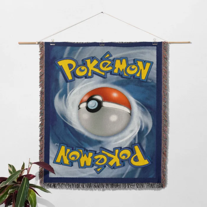 Poke Card Back Woven Tapestry Throw Blanket – Unique Collectible Wall Art, Room & Home Decor - Image 2