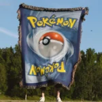 Poke Card Back Woven Tapestry Throw Blanket – Unique Collectible Wall Art, Room & Home Decor - Image 4