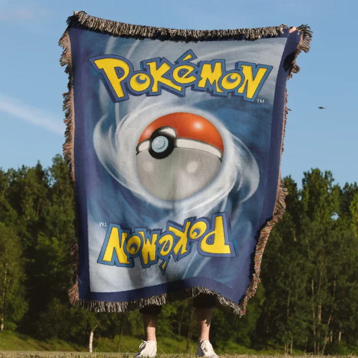 Poke Card Back Woven Tapestry Throw Blanket – Unique Collectible Wall Art, Room & Home Decor - Image 4