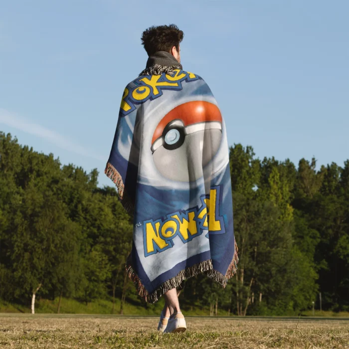 Poke Card Back Woven Tapestry Throw Blanket – Unique Collectible Wall Art, Room & Home Decor - Image 5