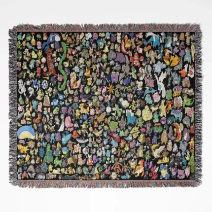 Pokémon woven tapestry throw blanket, vibrant and cozy, perfect for Pokémon fans who want a collectible accent for their room or wall.