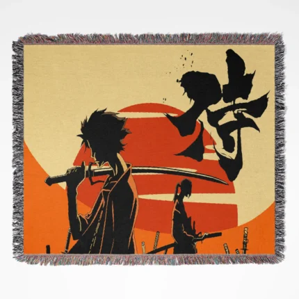 Samurai Champloo woven tapestry throw blanket, bringing street style to your room decor with a unique blend of samurai action and hip-hop culture. A perfect gift for anime lovers.