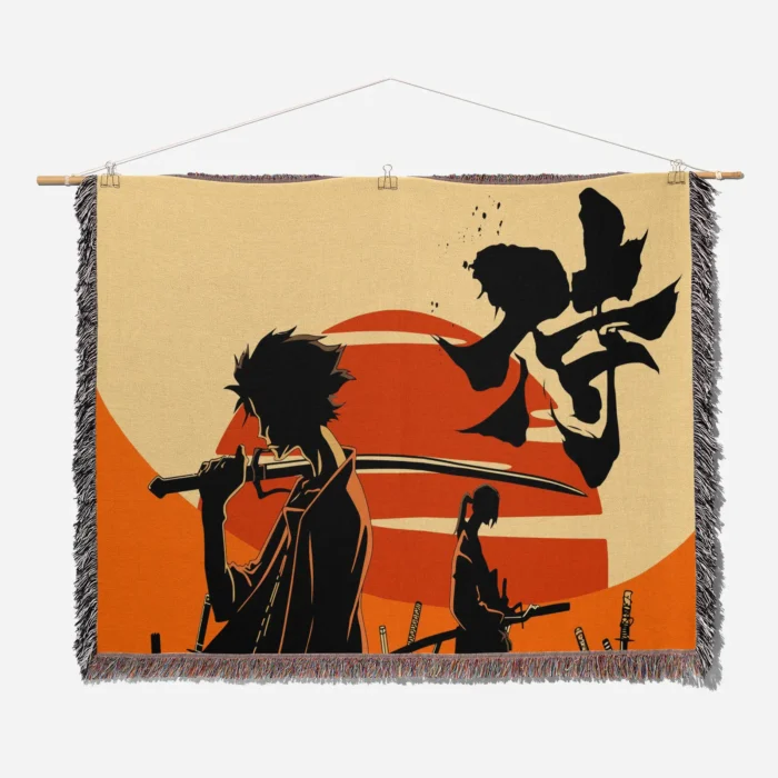 Samurai Woven Tapestry Throw Blanket – Hip-Hop Inspired Wall Art, Room & Home Decor - Image 2