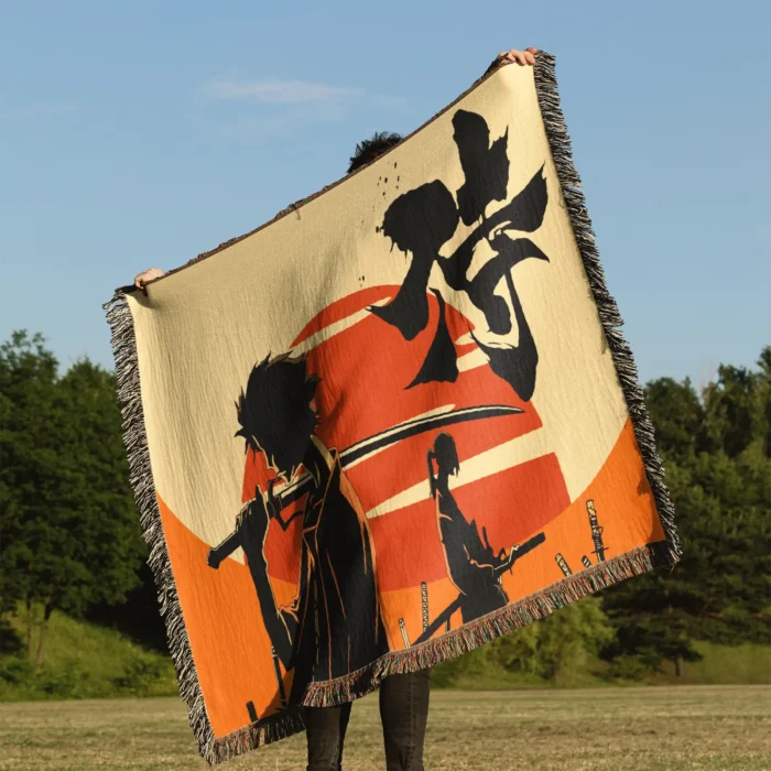 Samurai Woven Tapestry Throw Blanket – Hip-Hop Inspired Wall Art, Room & Home Decor - Image 3
