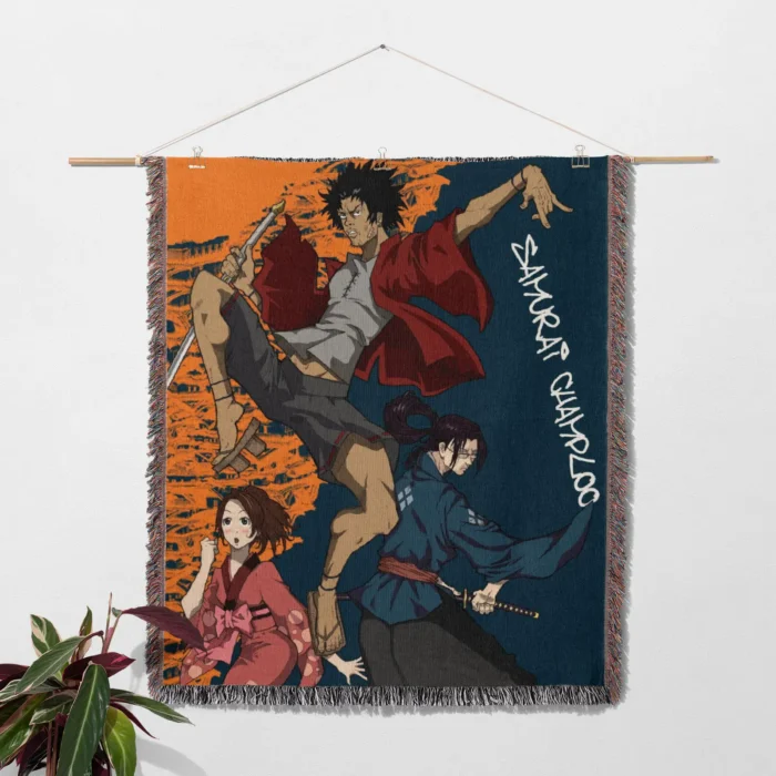 Samurai Woven Tapestry Throw Blanket – Unique Wall Art, Cozy Throw & Room Decor - Image 2