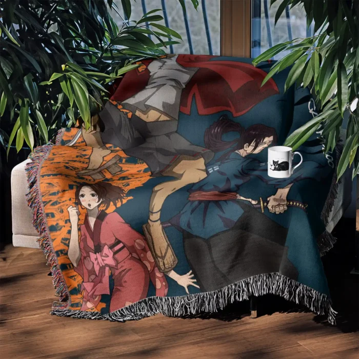 Samurai Woven Tapestry Throw Blanket – Unique Wall Art, Cozy Throw & Room Decor - Image 3