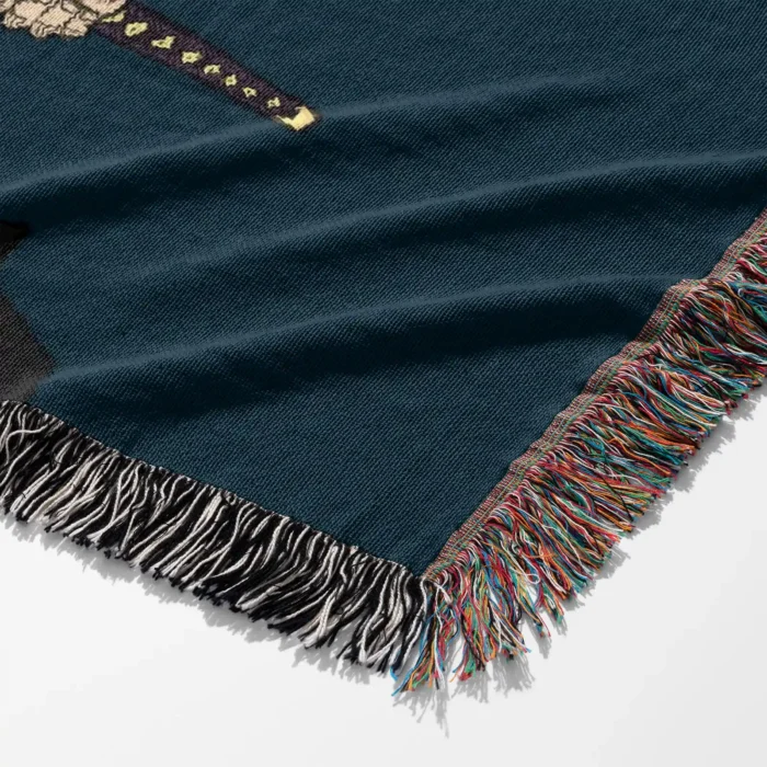 Samurai Woven Tapestry Throw Blanket – Unique Wall Art, Cozy Throw & Room Decor - Image 6