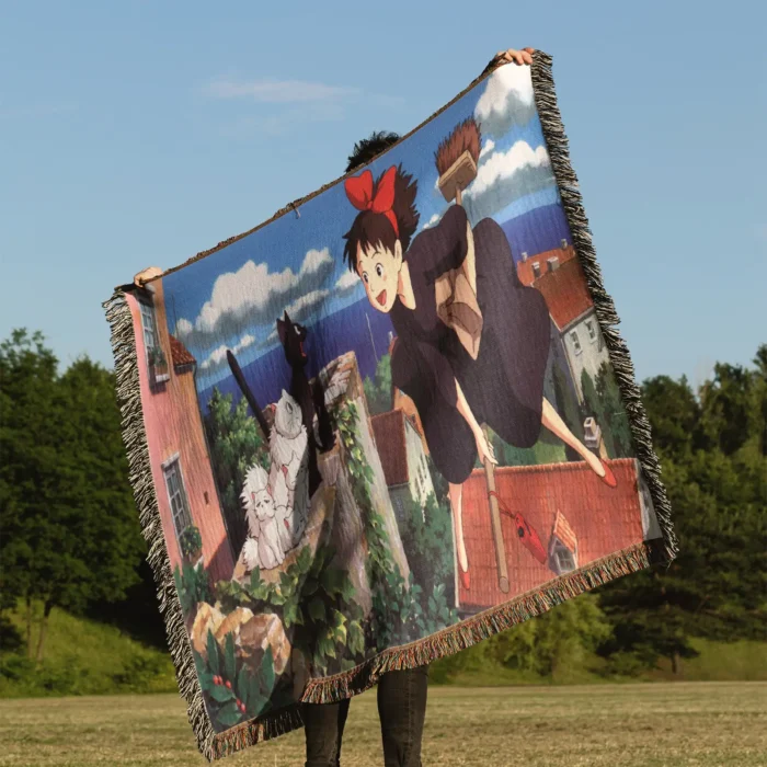 Kiki's Delivery Service Woven Tapestry Throw Blanket – Whimsical Wall Art, Room & Home Decor - Image 3