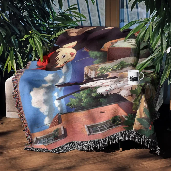 Kiki's Delivery Service Woven Tapestry Throw Blanket – Whimsical Wall Art, Room & Home Decor - Image 4