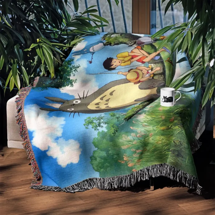My Neighbor Totoro Woven Tapestry Throw Blanket – Cute Wall Art, Cozy Room & Home Decor - Image 4