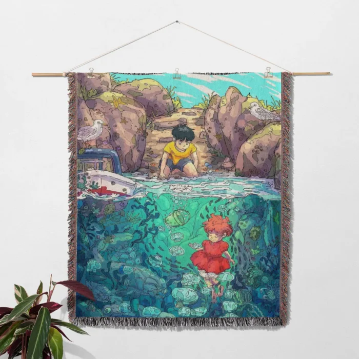 Ponyo Woven Tapestry Throw Blanket – Charming Wall Rug, Room & Home Decor, Cozy Throw - Image 2