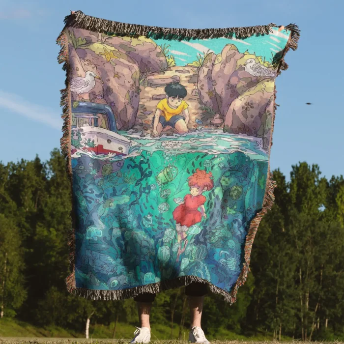 Ponyo Woven Tapestry Throw Blanket – Charming Wall Rug, Room & Home Decor, Cozy Throw - Image 4