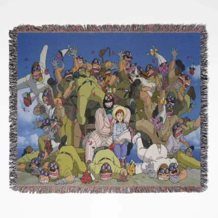 Porco Rosso woven tapestry throw blanket, classic home accent, room and wall art inspired by Ghibli films.