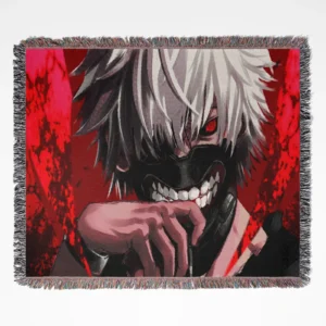 Tokyo Ghoul woven tapestry throw blanket, unique home accent, perfect as room and wall art.